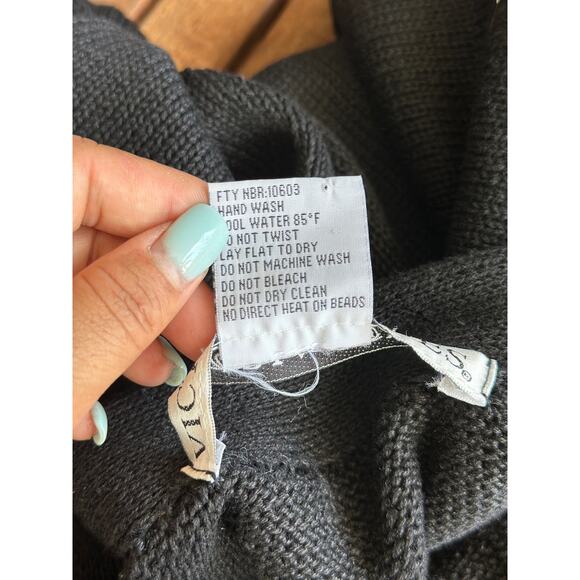 Vintage Victoria Jones Unisex Medium Ramie Black Ugly Christmas Cardigan Sweater - Picture 8 of 8